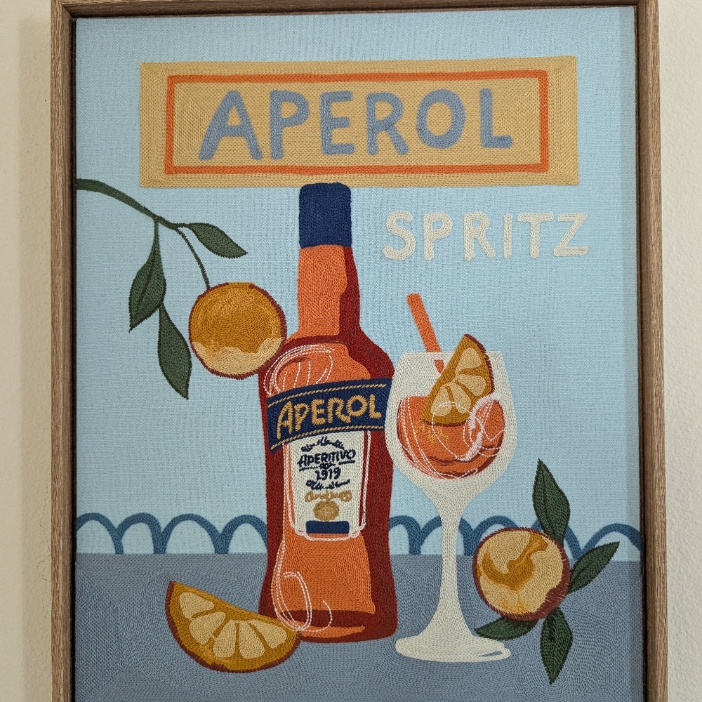 BP Home Textile Artwork Spritz Natural Wood Framed - Orange and Blue